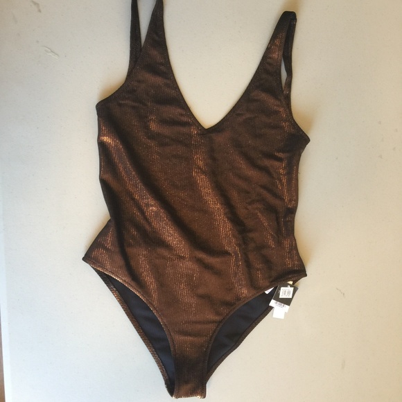 bronze one piece swimsuit